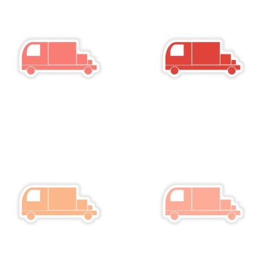 derleme gerçekçi etiket tasarım kağıt kamyon taşıma ürünler