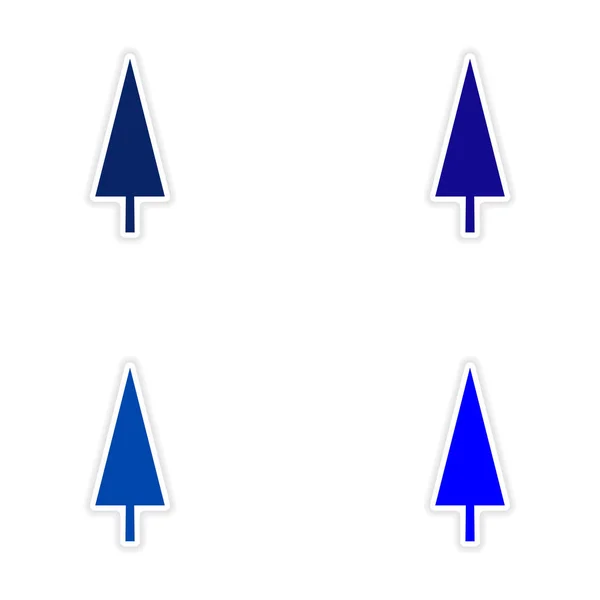 Montaje diseño de pegatina realista en el icono del árbol de papel — Vector de stock