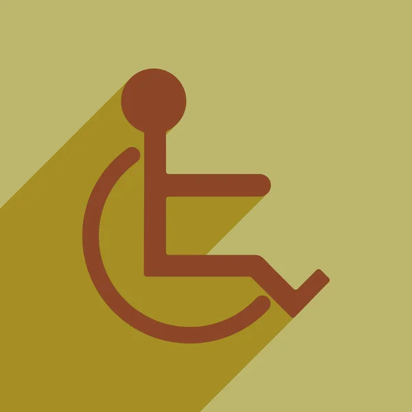 Tasainen tyyli kuvake pitkä varjo vammaisten — vektorikuva