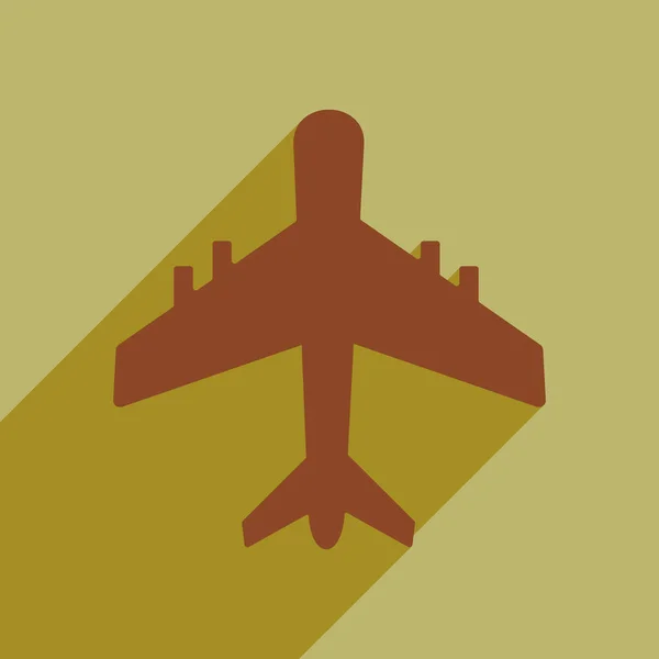 Icono de estilo plano con aviones de sombra larga — Vector de stock