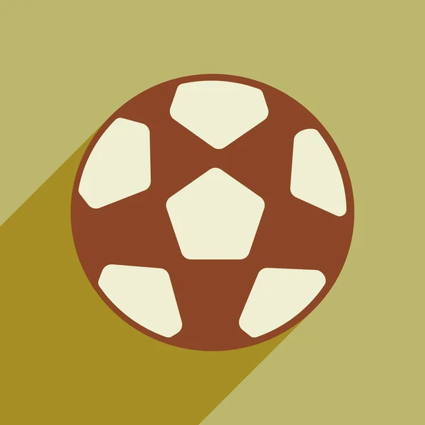 Ícone de estilo plano com bola de futebol de sombra longa — Vetor de Stock