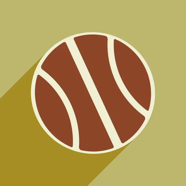 Ploché styl ikona s dlouhý stín basketbal — Stockový vektor