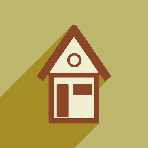 Icono de estilo plano con casa de sombra larga — Vector de stock