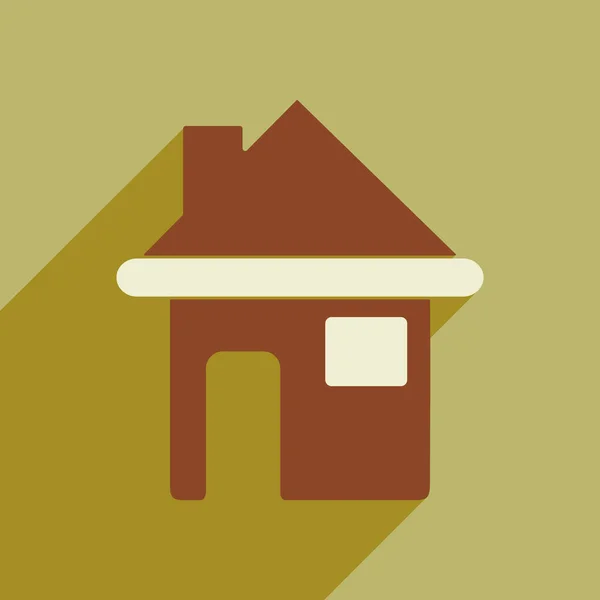 Flache Stil-Ikone mit langem Schattenhaus — Stockvektor