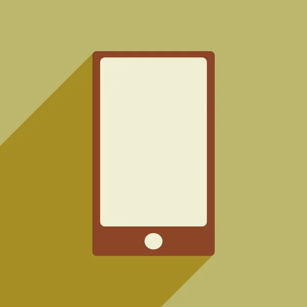 Platte stijlicoon met lange schaduw smartphone — Stockvector