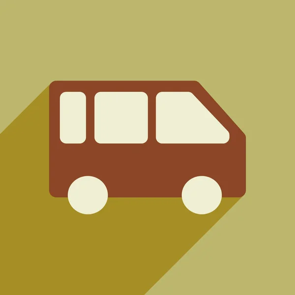 Ploché styl ikona s dlouhý stín autobus — Stockový vektor