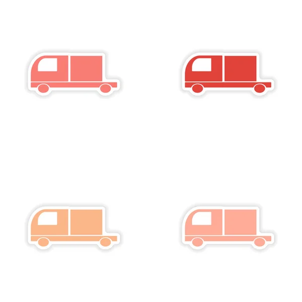 Montaggio design adesivo realistico su camion scatola di consegna di carta — Vettoriale Stock