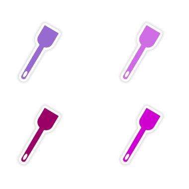 derleme gerçekçi etiket tasarım üzerinde kağıt mutfak spatula