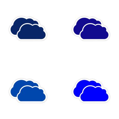 Kağıt bulutlar üzerinde derleme gerçekçi etiket tasarımı