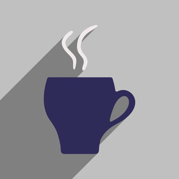 Icono plano con taza de café de sombra larga — Vector de stock