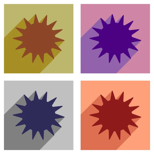 Sada plochých ikon s dlouhý stín letní slunce — Stockový vektor