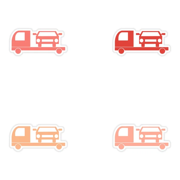 上纸拖卡车车装配现实贴纸设计 — 图库矢量图片
