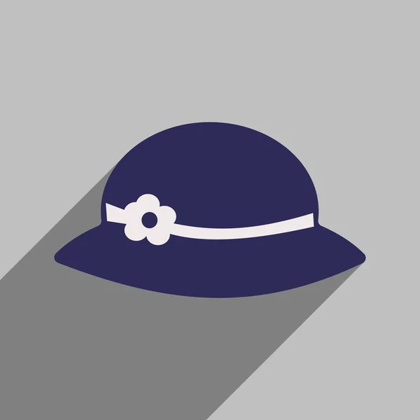 Плоска ікона з довгим тіньовим жіночим капелюхом — стоковий вектор