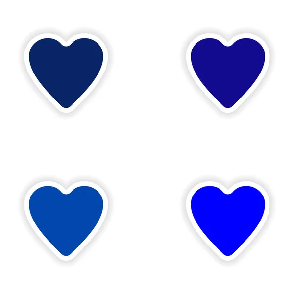 Vergadering realistische sticker ontwerp op papier harten — Stockvector