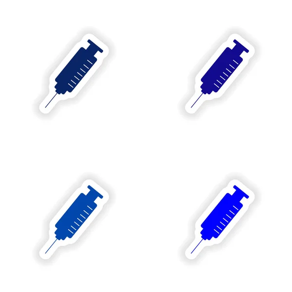 Församlingen realistiska klistermärke design på papper spruta — Stock vektor