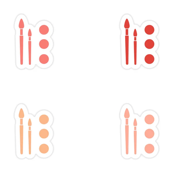 종이 페인트에 어셈블리 현실적인 스티커 디자인 브러쉬 — 스톡 벡터