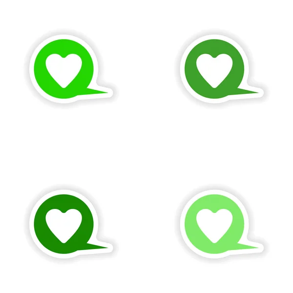 Vergadering realistische sticker ontwerp op papier logo hart — Stockvector