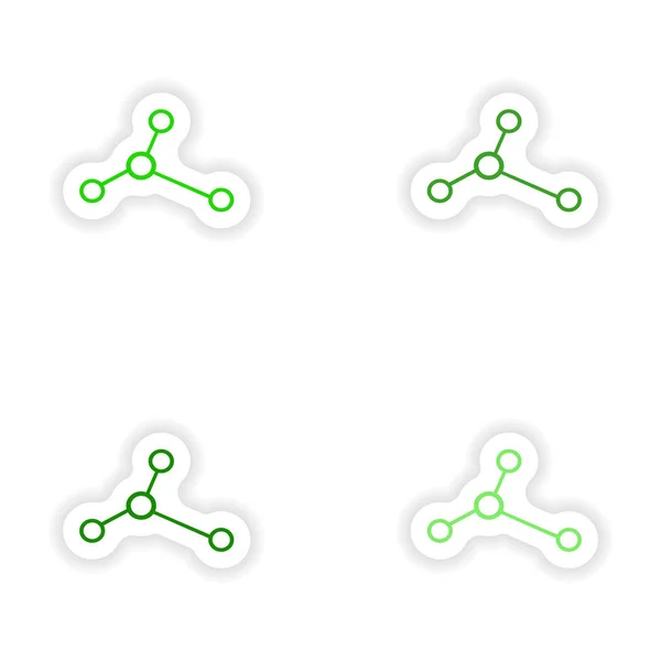 Församlingen realistiska klistermärke design på papper molekyl logotyp — Stock vektor