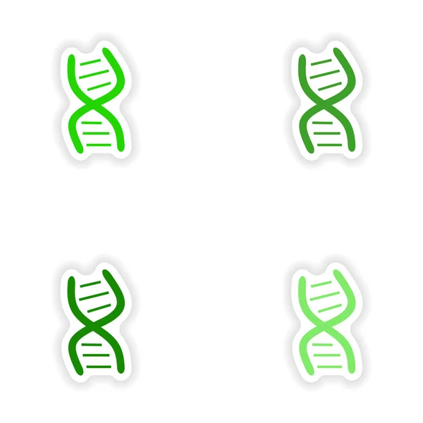 Montaje diseño de pegatina realista en la estructura de ADN de papel — Archivo Imágenes Vectoriales