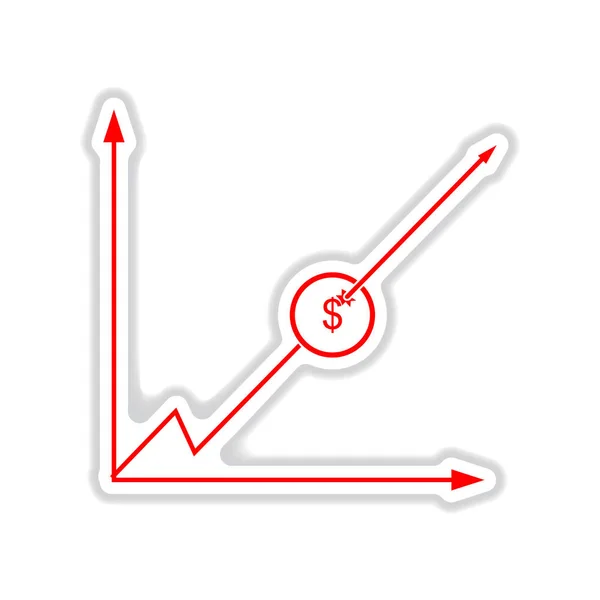 Papíru štítku na bílém pozadí ekonomických grafu — Stockový vektor