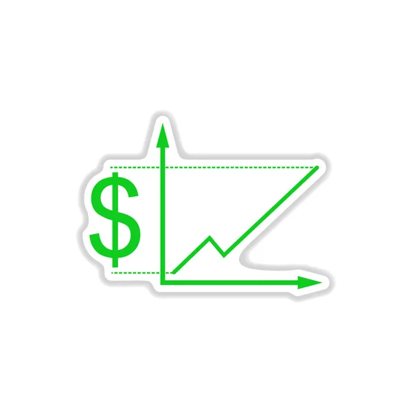 Papieraufkleber auf weißem Hintergrund Finanzgrafik — Stockvektor