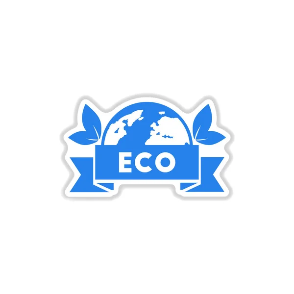 Papieren sticker op witte achtergrond eco symbool — Stockvector