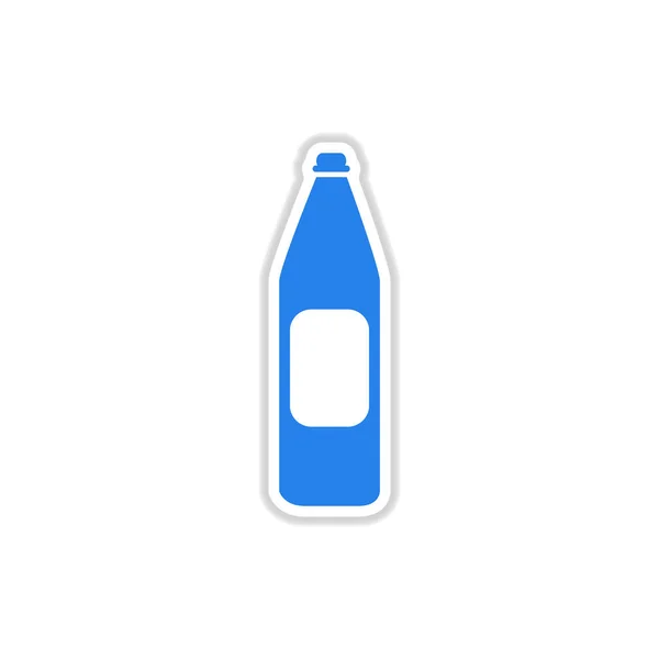 Paper sticker on white background bottle water — Stock Vector