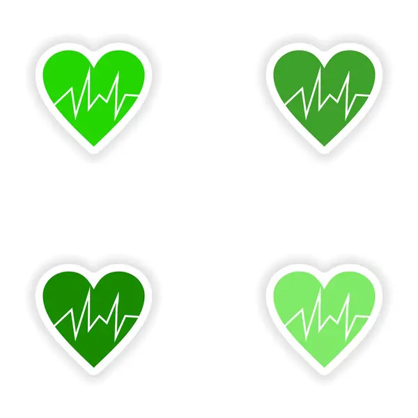 Assembly realistic sticker design on paper logo cardiology — Stock Vector