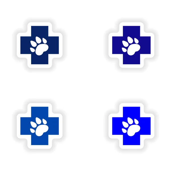 Vergadering realistische sticker ontwerp op papier veterinaire — Stockvector