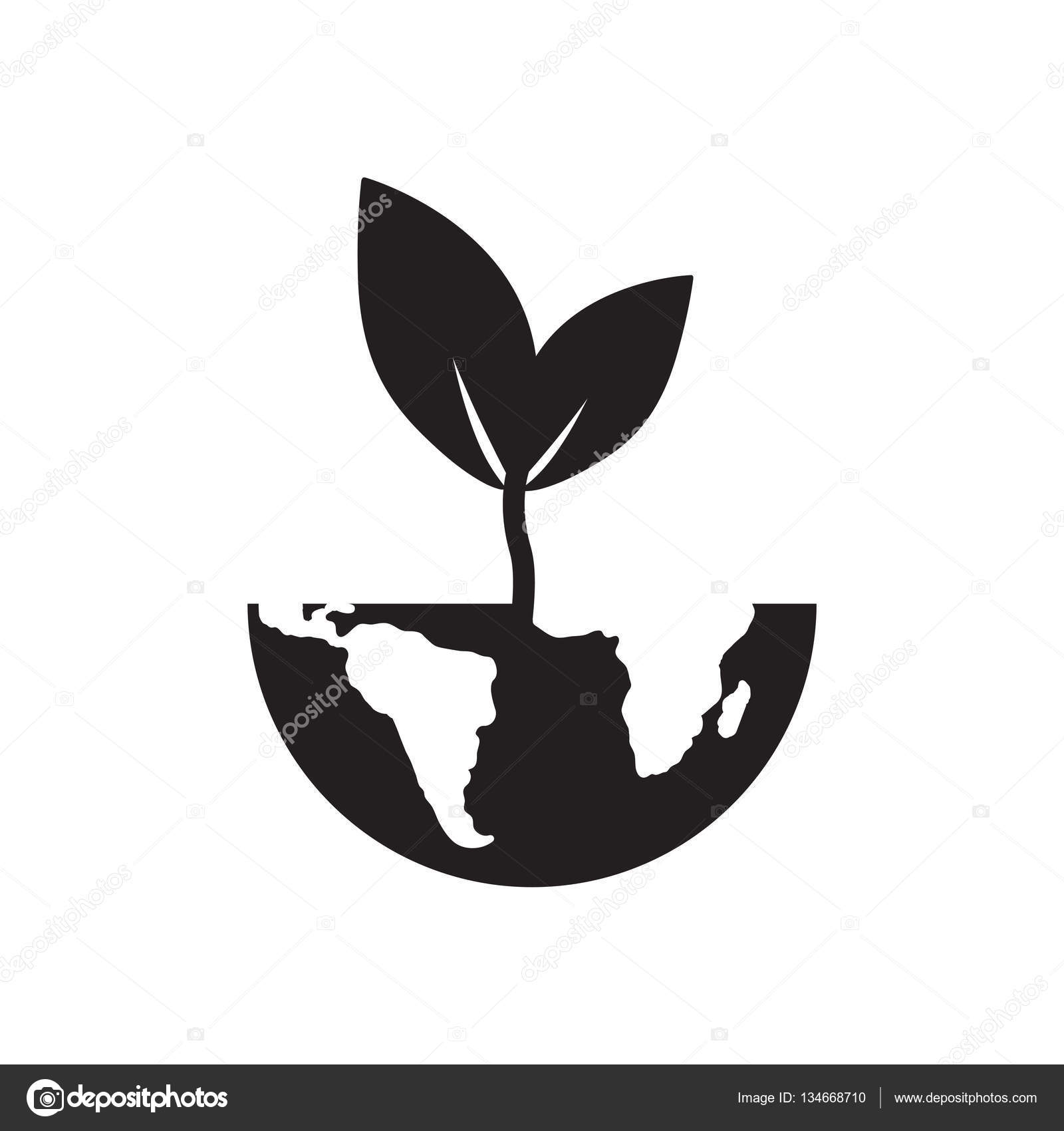 Icona Piana In Germoglio Bianco E Nero Terra Vettoriali