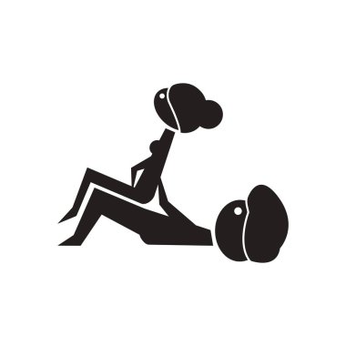 Siyah beyaz düz simgesi Kamasutra pozisyonları