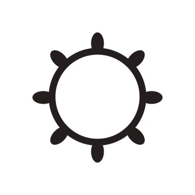 Siyah ve beyaz gemi tekerlek düz simgesi