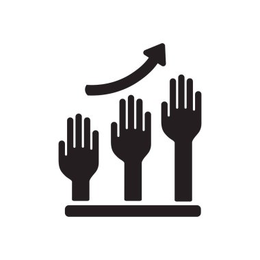 Siyah ve beyaz el grafikte düz simgesi