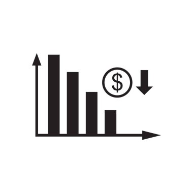 Siyah ve beyaz finansal grafikte düz simgesi