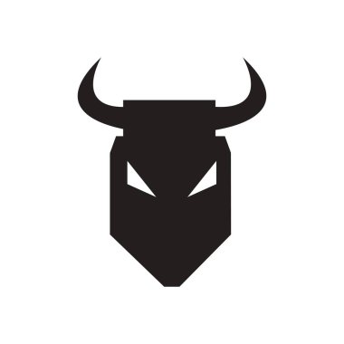 Siyah ve beyaz boğa düz simgesi
