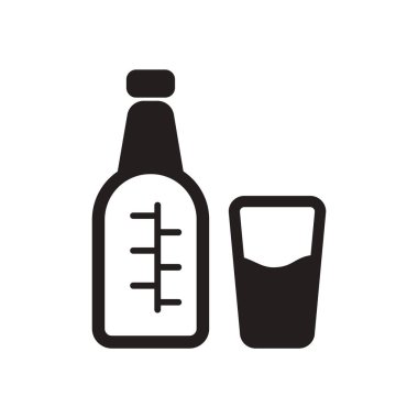 Siyah ve beyaz cam şişe içinde düz simgesi