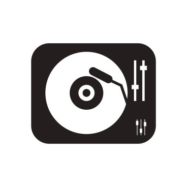 Siyah ve beyaz fonograf düz simgesi