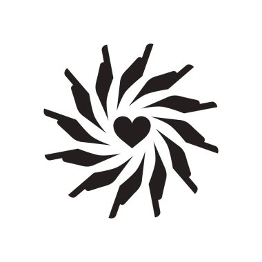 Siyah ve beyaz eller kalbinde düz simgesi