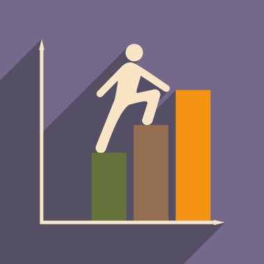 Düz gölge simgesiyle adam zamanında tırmanıyor.