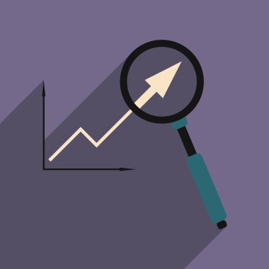Düz gölge simgesi ekonomik grafik ve yakınlaştırma ile