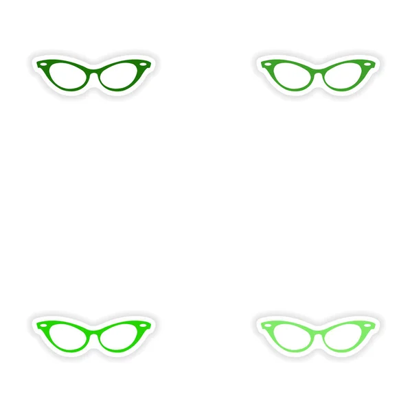 Set of paper stickers on white background glasses women — Stock Vector