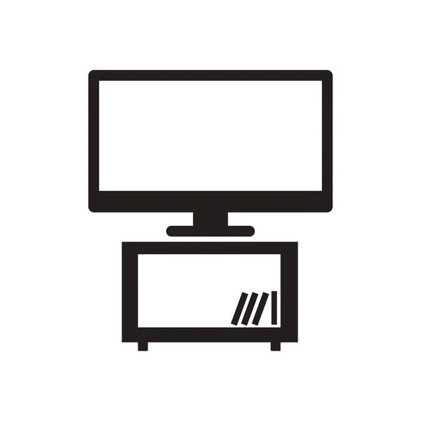 Platte pictogram in zwart-wit plasma Tv — Stockvector