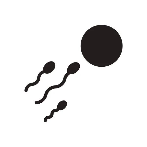 Flat icon in black and white egg sperm — Stock Vector