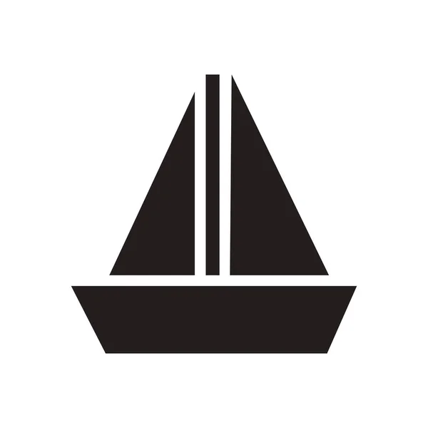 Platte pictogram in zwart-wit zeilschip — Stockvector