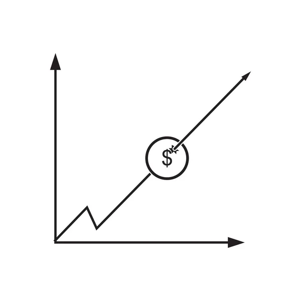 Ícone plano no gráfico econômico preto e branco —  Vetores de Stock