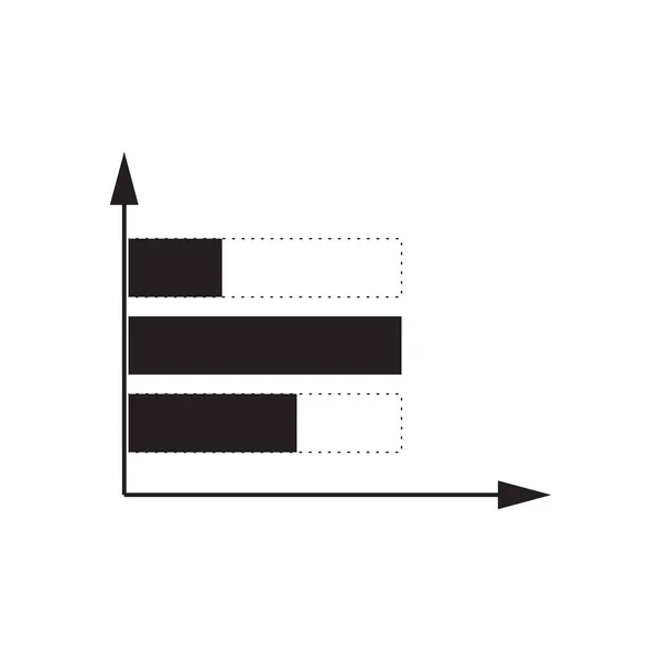 Icono plano en gráfico económico en blanco y negro — Vector de stock