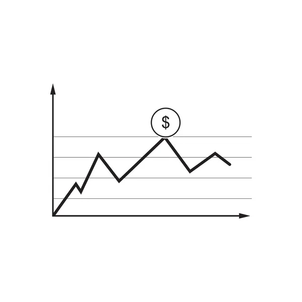 Ícone plano no gráfico econômico preto e branco —  Vetores de Stock