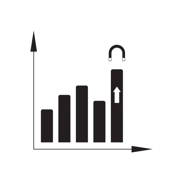 Flat icon in black and white financial graph