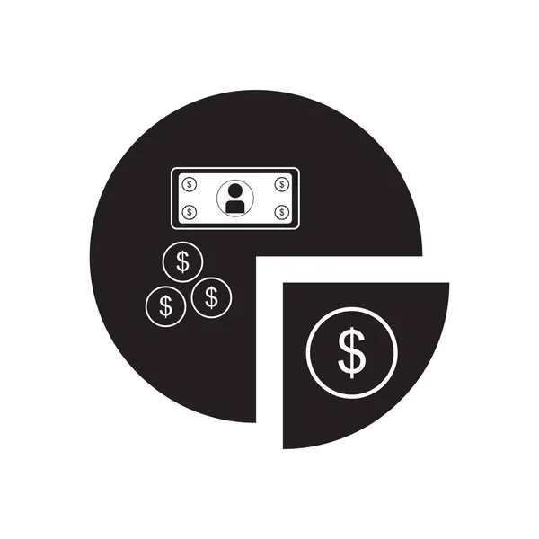 Icona piatta nel grafico finanziario in bianco e nero — Vettoriale Stock