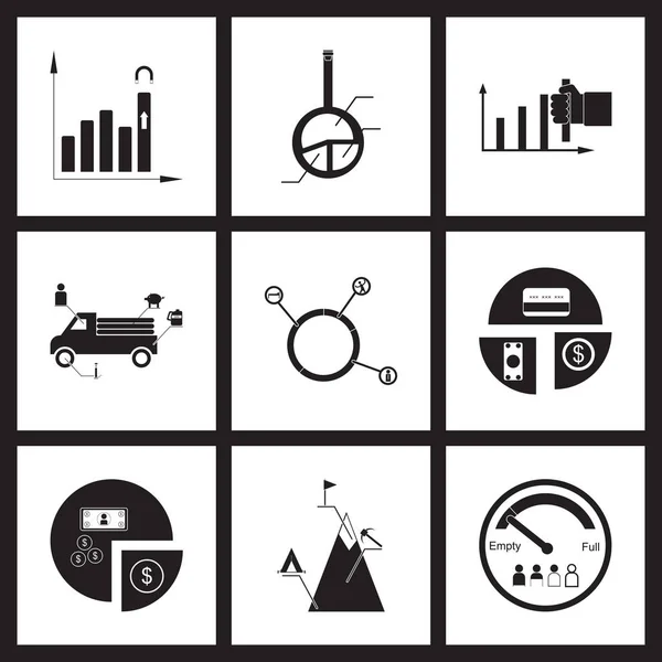 Concept flat icons in black and white infographics — Stock Vector